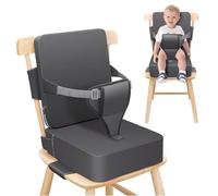 Toddler Booster Seat for Dining Chair,10cm PU Washable High Chair Seat,Non-Slip Travel Highchair Booster Cushion with Backrest & Adjustable Seat Belt for Kids Child