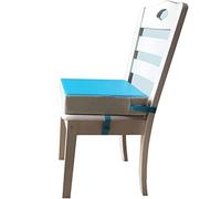 Toddler Booster Seat for Dining Chair with 2 Adjustable Straps Safety Buckle, Dining Table Thick Increasing Washable Cushion (Blue-White)