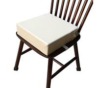 Toddler Booster Seat for Dining Chair with 2 Adjustable Straps Safety Buckle, Dining Table Thick Increasing Washable Cushion (Off-White)