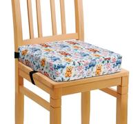 Toddler Booster Seat for Dining Table Chair, 32x32x8cm Portable Booster Seat High-Density Foam Cushion with Adjustable Safety Straps and Non-Slip Bottom, Perfect for Kids Travel and Daily(White)