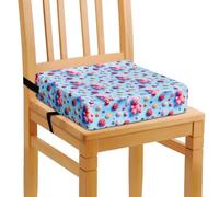 Toddler Booster Seat for Dining Table Chair, 32x32x8cm Portable Booster Seat High-Density Foam Cushion with Adjustable Safety Straps and Non-Slip Bottom, Perfect for Kids Travel and Daily(Blue)