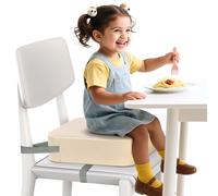 Toddler Booster Seat for Dining Table Chair, Adjustable Seat Belts Non-Slip Bottom Portable Booster Seat Increasing Cushion for Kid, Portable Travel Chair Cushion（Light Yellow）