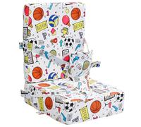 Toddler Booster Seat for Dining Table, Non Slip Booster Seat Pad with Backrest, Waterproof PVC Booster Chair Cushion, Comfortable Kids Booster Seat with Safety Belt for Toddlers Eating(White)