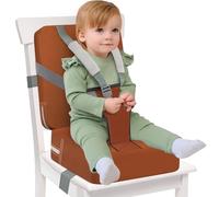 Toddler Booster Seat for Dining Table, Toddler Harness Booster Seats for Table, PU Easy Cleaning Kitchen Chair Booster Seat with Backrest Portable Travel Seat Eating for Kids Child-Brown