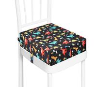 Toddler Booster Seat for Dining Table, Washable Thick Strong Support Portable Booster Chair for Toddlers Eating, Easy Cleaning Booster Seat Cushion Detachable with Fix Straps (Larger, 14.2*12.6*3.6in)