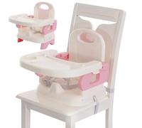 Toddler Booster Seat, Toddler Booster Seat for Dining Table, Adjustable & Foldable Baby with Straps and Removable Tray, Safe & Portable Home Essentials for 8 Months to 4 Years