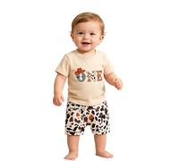 Toddler Boy 1st Birthday Outfit Set, Cotton Blend Short Sleeve T-Shirt and Cow Print Shorts, Baby Boy First Birthday Cake Smash Clothes