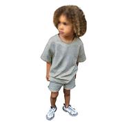 Toddler Boy Clothes Tracksuit Set Loose-fit Boys Girls 2 Piece Shorts Sets Baggy Summer Short Sleeve T Shirts and Drawstring Shorts Teenage Boy Comfy Outfit Athletic Jogging Sets Sport Beach Tee Grey