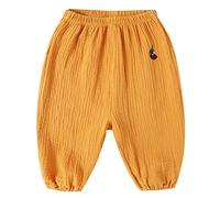 Toddler Boy Girl Casual Basic Cute Cartoon Soft Pant Baby Pants Summer Fall Comfy Cotton Linen Bloomers Trousers Boys (Yellow, 18-24 Months)