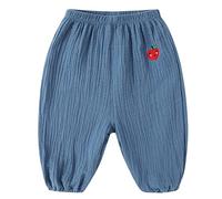 Toddler Boy Girl Casual Basic Cute Cartoon Soft Pant Baby Pants Summer Fall Comfy Cotton Linen Bloomers Trousers Boys (Blue, 6-12 Months)