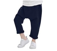 Toddler Boy Girl Cotton Linen Casual Harem Pants Basic Plain Soft Pant Baby Summer Fall Bloomers Pajamas Pants Solid Pant Boys (Navy, 2-3 Years)