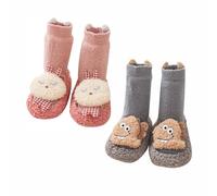 Toddler Boy Girls Winter Long Tube Sock, Baby Cute Coral Fleece Socks, Winter Non Slip Warm Socks (2 Pair D,11cm (0-6 Months))