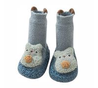 Toddler Boy Girls Winter Long Tube Sock, Baby Cute Coral Fleece Socks, Winter Non Slip Warm Socks (Blue,12cm (6-12 Months))