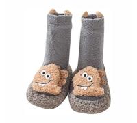 Toddler Boy Girls Winter Long Tube Sock, Baby Cute Coral Fleece Socks, Winter Non Slip Warm Socks (Gray,13cm (12-18 Months))