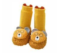 Toddler Boy Girls Winter Long Tube Sock, Baby Cute Coral Fleece Socks, Winter Non Slip Warm Socks (Yellow,11cm (0-6 Months))
