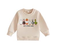 Toddler Boy Halloween Clothes Long Sleeve Sweatshirts Goose Print Fall Tops | Cute Ribbed Crew Neck and Cuffs, Playful Geese Dressed as Ghost/Vampire/Pumpkin