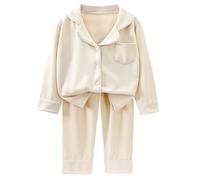 Toddler Boy Outfit Sets Children's Thermal Underwear Set with Three of Cotton and Thickened Fabric for Men and Women's Winter Home Wear Baby's Clothing Toddler Boy Outfit (Light Yellow, 5-6 Years)