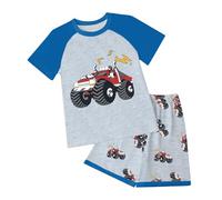 Toddler Boy Summer Clothes Boys Short Sleeved and Shorts Set Comfortable Soft Breathable and Stylish with Cartoon Prints Toddler Boy Summer Clothes (Blue, 5-6 Years)