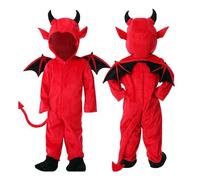 Toddler Boy Winter Clothes Devil Costume Set Includes Jumpsuit Cap Soft Material for Infant's First Celebration Size 4 Boys Clothes (Red, 3-4 Years)