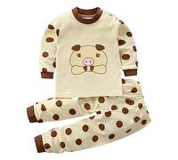 Toddler Boys and Girls Long Sleeved Print Tops and Trousers Loungewear Loose Suit for 0 to 9 Years Teen Athletic Wear (Beige, 5-6 Years)