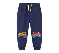 Toddler Boys artoon Excavator Tractor Print Joggers with Drawstring Pockets Kids Slim Fit Sweatpants Elasticated Waist Toddler Cotton Casual Athletic Trousers (Black-1, 3y)
