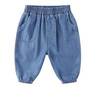 Toddler Boys Baggy Jeans Solid Elastic Waistband Denim Trousers Kids Infant Baby Spring Summer Trendy Retro Streetwear Joggers Pants Cute Tracksuit Bottoms (Dark Blue, 12-18 Months)