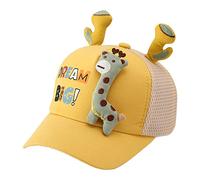 Toddler Boys Baseball Cap artoon Excavator Tractors Cute Giraffe Adjustable Kids Sun rotection Cap Mesh Breathable Wide Brim Sport Beach Outdoor Holiday Travel (D-Yellow, One Size)