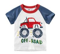 Toddler Boys Casual Dump Truck Shirts Summer Cotton Casual Soft Tshirt Graphic Crewneck Tee Kids Baby Short Sleeve Packs Cotton Tops Youth Prints Blouse Sports Athletic Outfit (Blue, 3-4 Years)