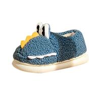 Toddler Boys Dinosaur Slippers Girls Winter Cute Plush House Shoes Kids Animal Fuzzy Slippers Fluffy Soft Sole Warm Ankle Shoes (Navy, 7 Toddler)