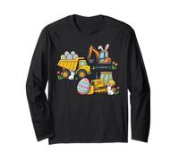 Toddler Boys Easter Excavator Bunny Construction Trucks Kids Long Sleeve T-Shirt