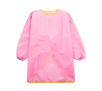 Toddler Boys Girls Art Overalls Children's Apron Painting Long Sleeves Coats for Kids Waterproof Coats Rain Wear Reusable Poncho Trousers Suit Plain Protective Cover Cape Raincoat (Pink, 6-7 Years)