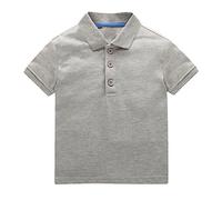 Toddler Boys Girls Classic Polo Shirt Short Sleeve T-Shirt Tops Solid Basic Button Up Uniform Shirts Cotton Golf Shirts Baby Clothing (Grey, 18-24 Months)
