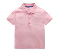 Toddler Boys Girls Classic Polo Shirt Short Sleeve T-Shirt Tops Solid Basic Button Up Uniform Shirts Cotton Golf Shirts Baby Clothing (Pink, 4-5 Years)