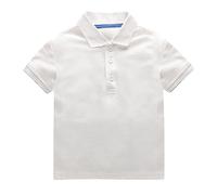 Toddler Boys Girls Classic Polo Shirt Short Sleeve T-Shirt Tops Solid Basic Button Up Uniform Shirts Cotton Golf Shirts Baby Clothing (White, 12-18 Months)