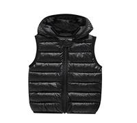 Toddler Boys Girls Classic Puffer Hooded Vest Sleeveless Packable Quilted Vest for Baby Girls Full Zipper Down Waistcoat Jacket Winter Warm Lightweight Clothes (Black, 18-24 Months)