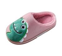 Toddler Boys Girls Dinosaur House Slippers with Fleece Lining Cozy Household Shoes Non-Slip for Kids Fuzzy Slipper Boys Little Child Girls Inside Wear Slippers (Pink, 6 Infant)