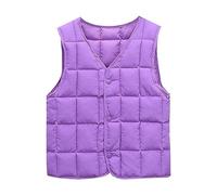 Toddler Boys Girls Down Vest Autumn/Winter Front Buckle Solid Color Children's Vest Party Birthday School Cute Girl Tops Teens (Purple, 6-7 Years)