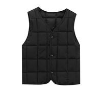 Toddler Boys Girls Down Vest Autumn/Winter Front Buckle Solid Color Children's Vest Party Birthday School Cute Girl Tops Teens (Black, 18-24 Months)
