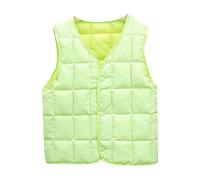 Toddler Boys Girls Down Vest Autumn/Winter Front Buckle Solid Color Children's Vest Party Birthday School Bell Sleeve Girls Top (Green, 5-6 Years)