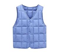 Toddler Boys Girls Down Vest Autumn/Winter Front Buckle Solid Color Children's Vest Party Birthday School Cute Girl Tops Teens (Blue, 4-5 Years)