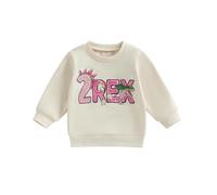 Toddler Boys Girls First Birthday Sweatshirt 1-6 Years Long Sleeve Dinosaur Letter Print Pullover Tops Loose T Shirts Baby Boy Birthday Outfits 1st/2nd/3rd/4th/5th/6th (Pink Two, 2-3 Years)