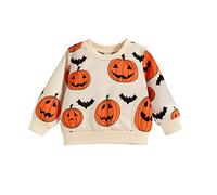 Toddler Boys Girls Halloween Long Sleeve Pumpkin Prints Pullover T Shirt Sweatshirt Tops Pullovers for Boys Sale Clearance 12-18 Months Beige