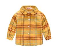 Toddler Boys Girls Long Sleeve Winter Shirt Tops Coat Outwear for Babys Clothes Plaid Black Yellow Birthday Boy Tee Shirt (C, 4-5 Years)