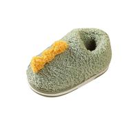 Toddler Boys Girls Plush Slippers Flat Bottom Round Toe Anti Slip Soft and Comfortable Warm Solid Color Cute Dinosaur Autumn Winter Funny Animal House Shoes Green