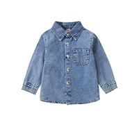 Toddler Boys Girls Shirt Coat Jacket Denim Long Sleeve Kids Turn Down Collar Tops Outwear Coats Toddler Boy (A, 3-4 Years)