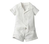 Toddler Boys Girls Short Sleeve Casual Gentleman Tops Hawaii Beach Holiday Solid Shirts T Shirt Shorts Outfits White