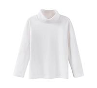 Toddler Boys Girls Turtleneck Long Sleeve Soft Cotton Thermal Shirts Solid Color Warm Base Layer Tops for Kids Solid Color Long Sleeve High Neck Base Coat (White, 7-8 Years)