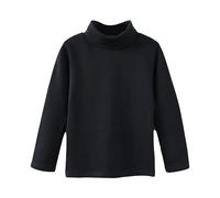 Toddler Boys Girls Turtleneck Long Sleeve Soft Cotton Thermal Shirts Solid Color Warm Base Layer Tops for Kids Solid Color Long Sleeve High Neck Base Coat (Black, 5-6 Years)