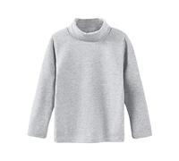 Toddler Boys Girls Turtleneck Long Sleeve Soft Cotton Thermal Shirts Solid Color Warm Base Layer Tops for Kids Solid Color Long Sleeve High Neck Base Coat (Grey, 8-9 Years)