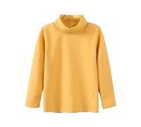 Toddler Boys Girls Turtleneck Long Sleeve Soft Cotton Thermal Shirts Solid Color Warm Base Layer Tops for Kids Solid Color Long Sleeve High Neck Base Coat (Yellow, 9-10 Years)